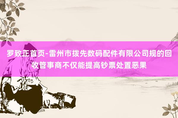 罗致正首页-雷州市拨先数码配件有限公司规的回收管事商不仅能提高钞票处置恶果